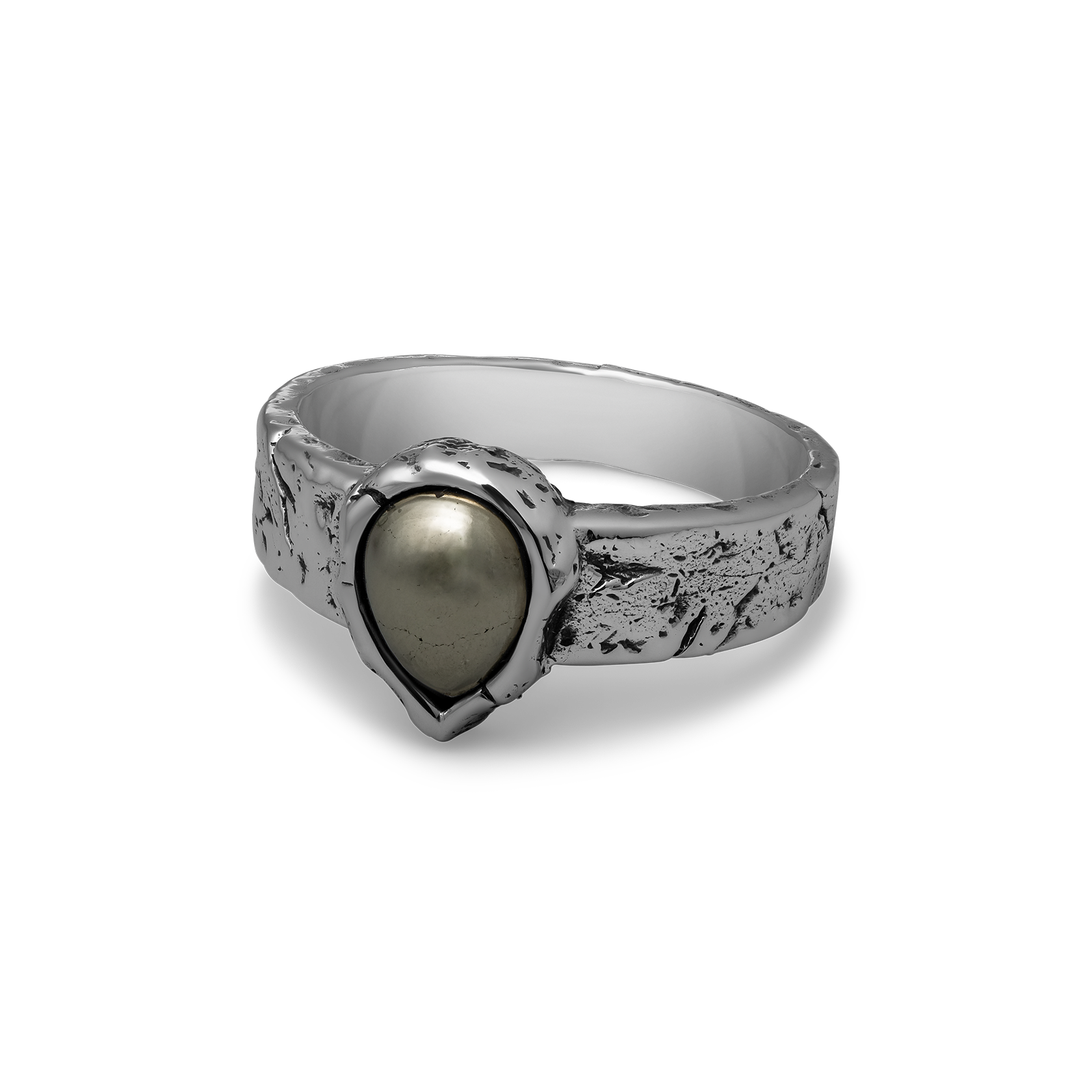 Underburn sterling silver and apache gold stone teardrop band ring