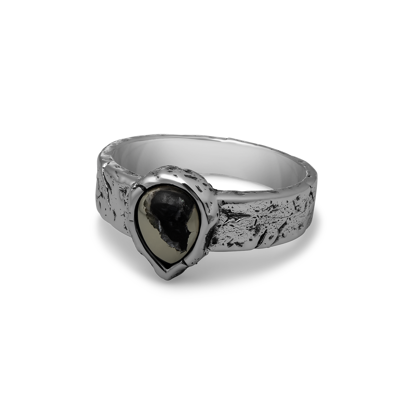 Underburn sterling silver and apache gold stone teardrop band ring