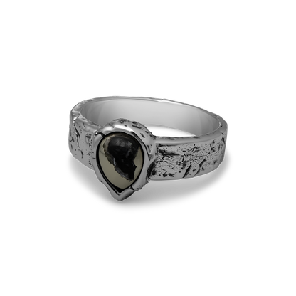 Underburn sterling silver and apache gold stone teardrop band ring