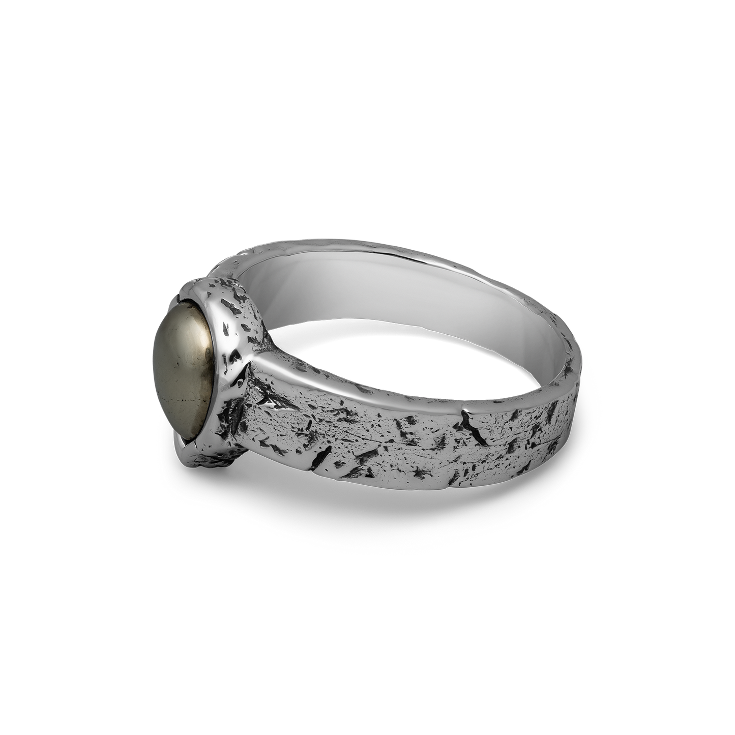 Underburn sterling silver and apache gold stone teardrop band ring