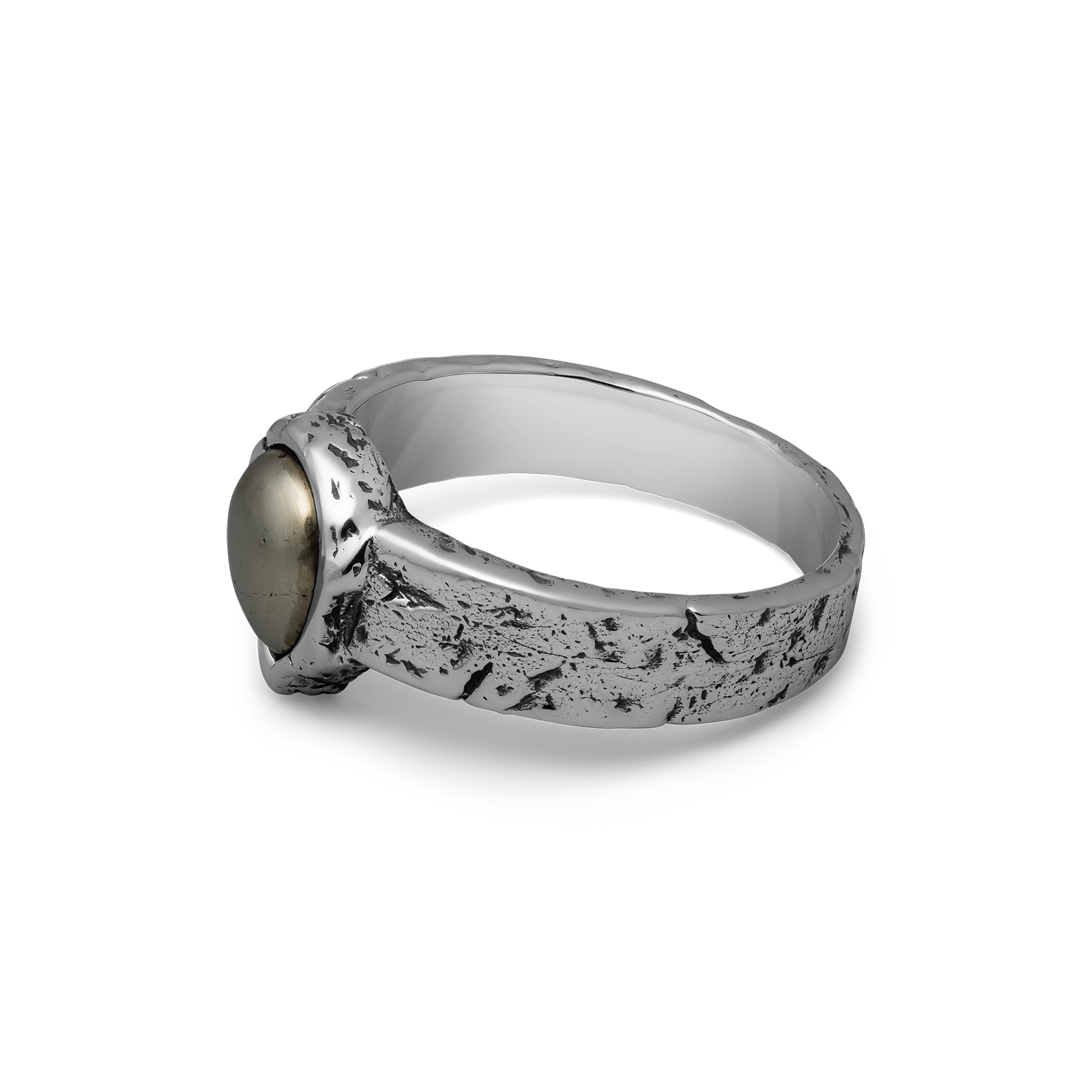 Underburn sterling silver and apache gold stone teardrop band ring