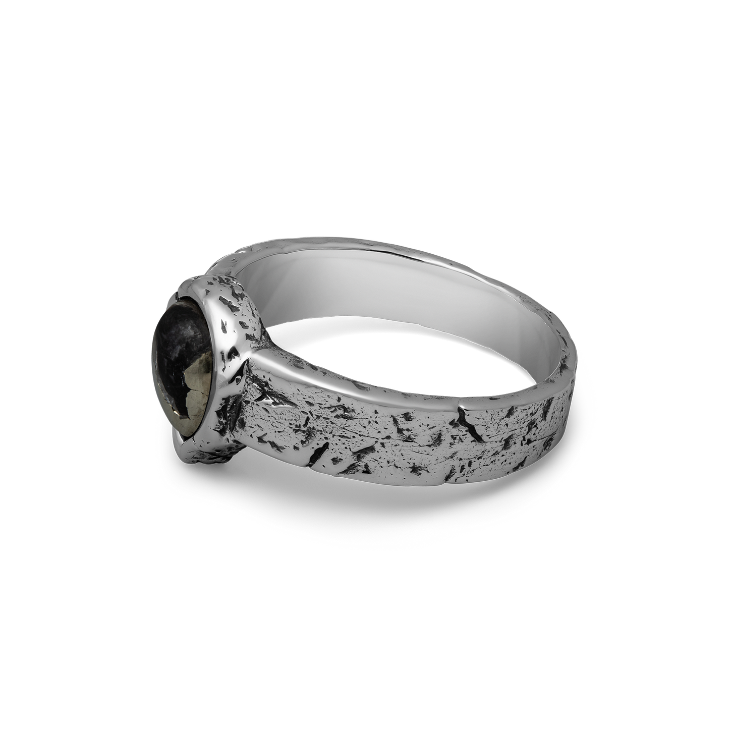 Underburn sterling silver and apache gold stone teardrop band ring