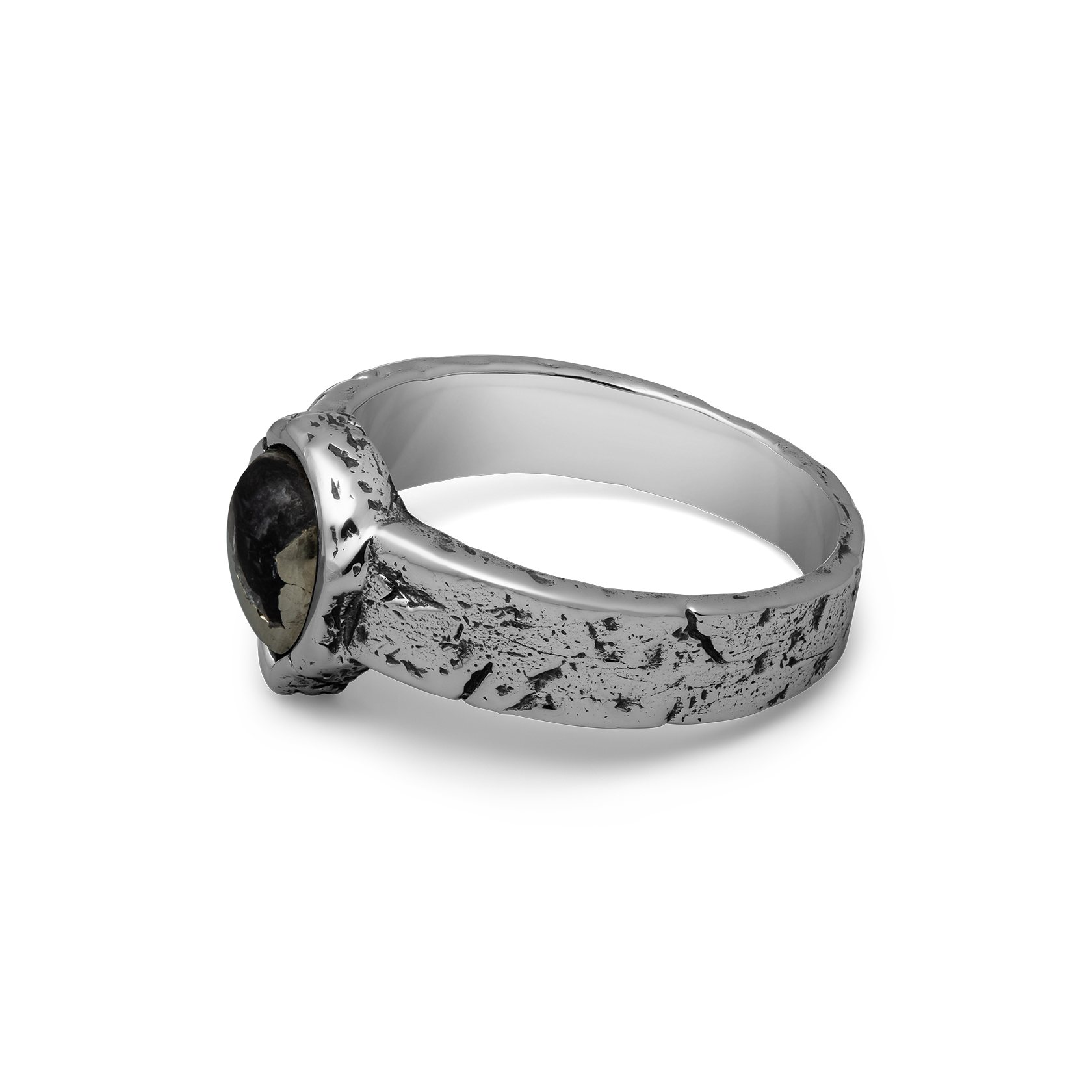 Underburn sterling silver and apache gold stone teardrop band ring