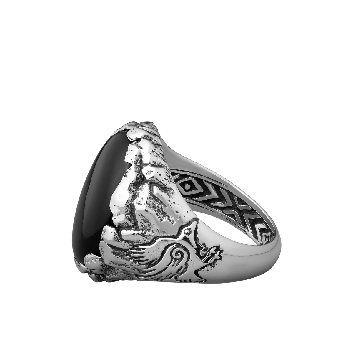 Valraven: Mens Black Onyx Signet Ring in Sterling Silver – Clocks Valraven: Mens Black Onyx Signet Ring in Sterling Silver – Clocks