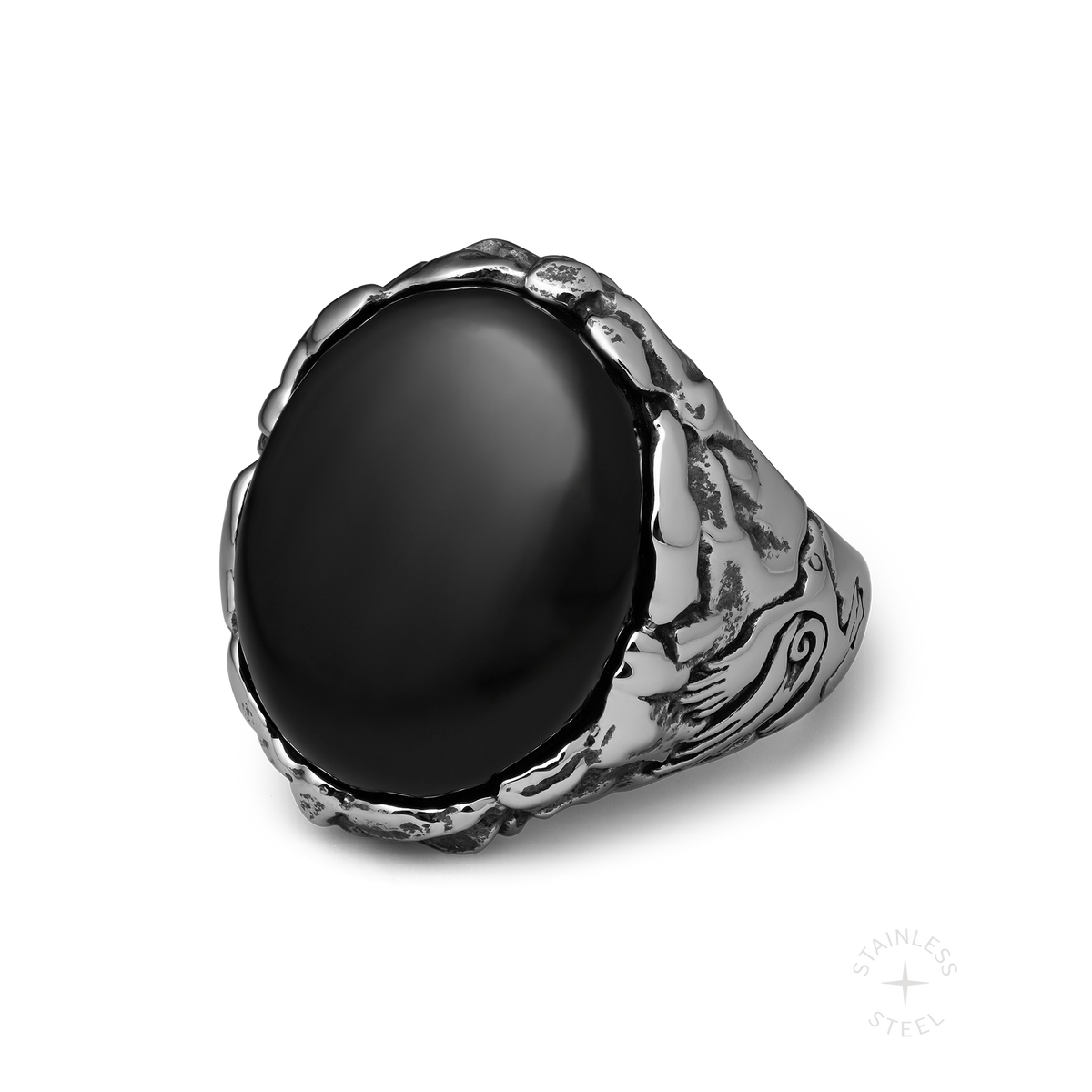 Valraven x JJ Julius Son stainless steel and onyx ring - off figure