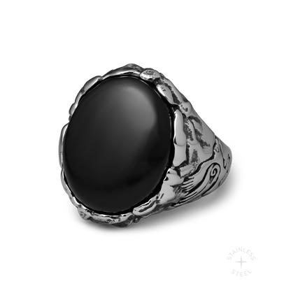 Valraven x JJ Julius Son stainless steel and onyx ring - off figure