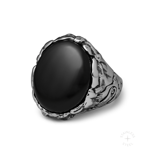 Valraven x JJ Julius Son stainless steel and onyx ring - off figure