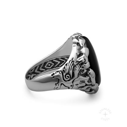 Valraven x JJ Julius Son stainless steel and onyx ring - off figure