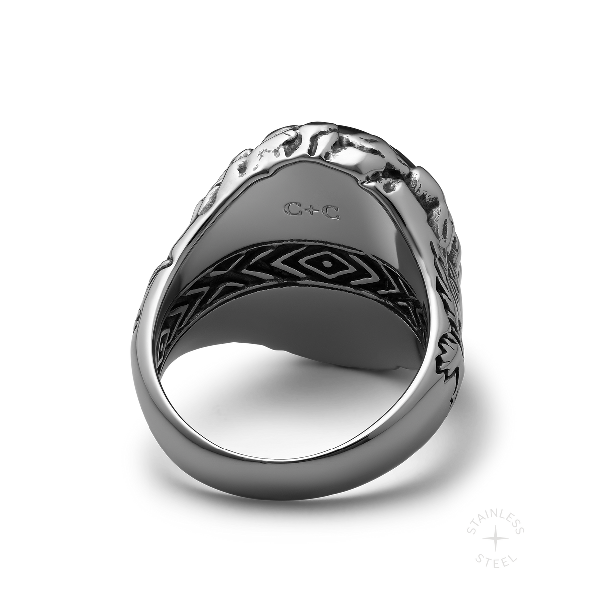 Valraven x JJ Julius Son stainless steel and onyx ring - off figure