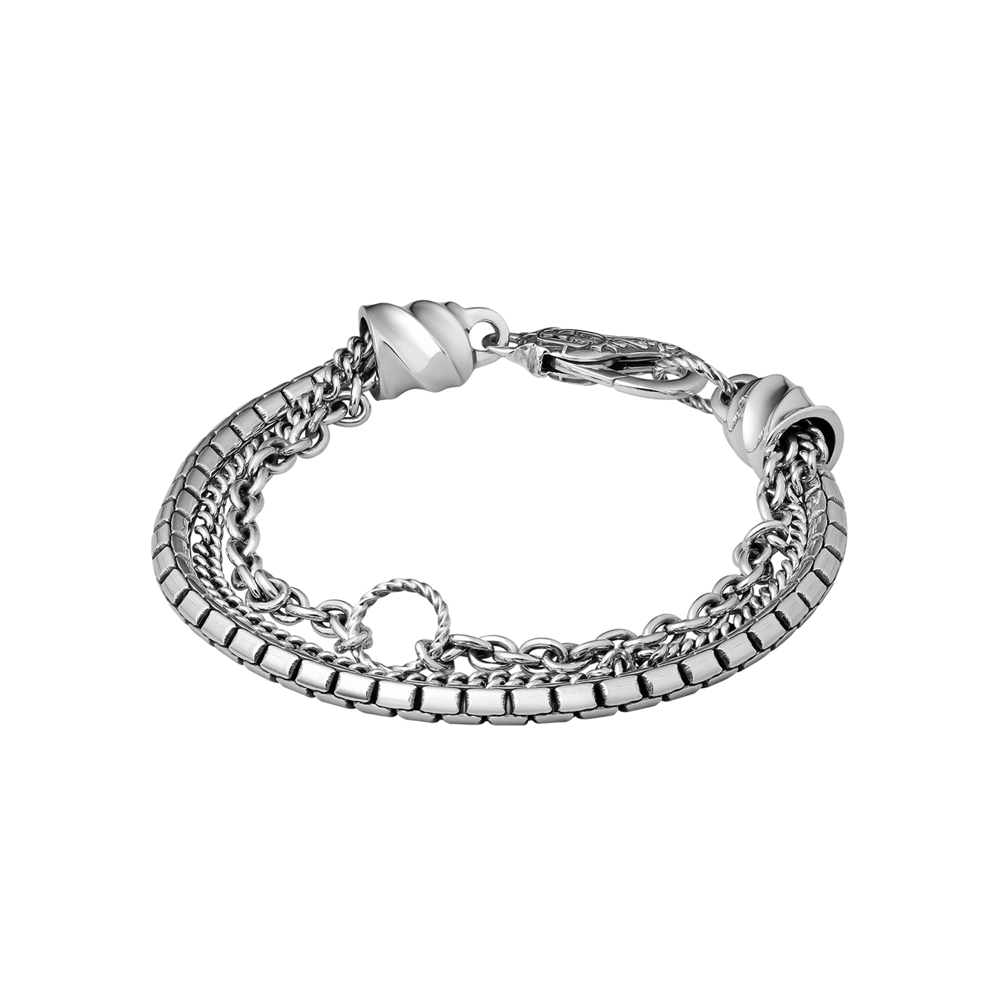 Vanguard Sterling Silver Men's Chain Multi Bracelet