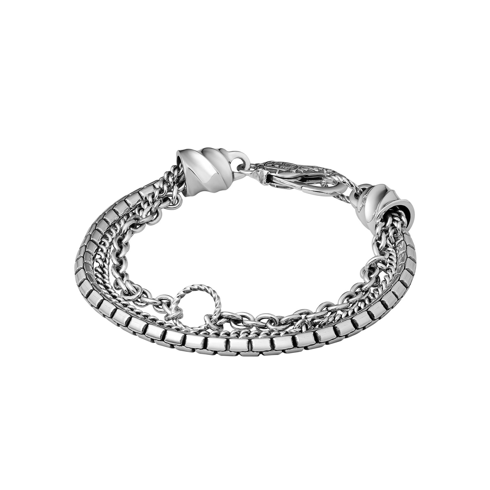 Vanguard Sterling Silver Men's Chain Multi Bracelet