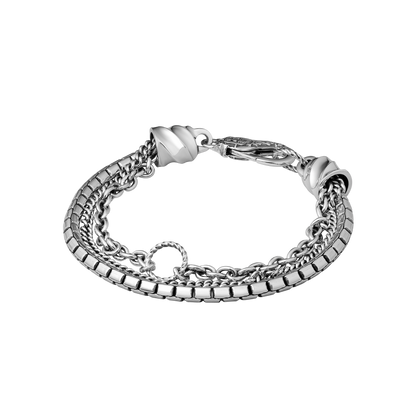 Vanguard Sterling Silver Men's Chain Multi Bracelet