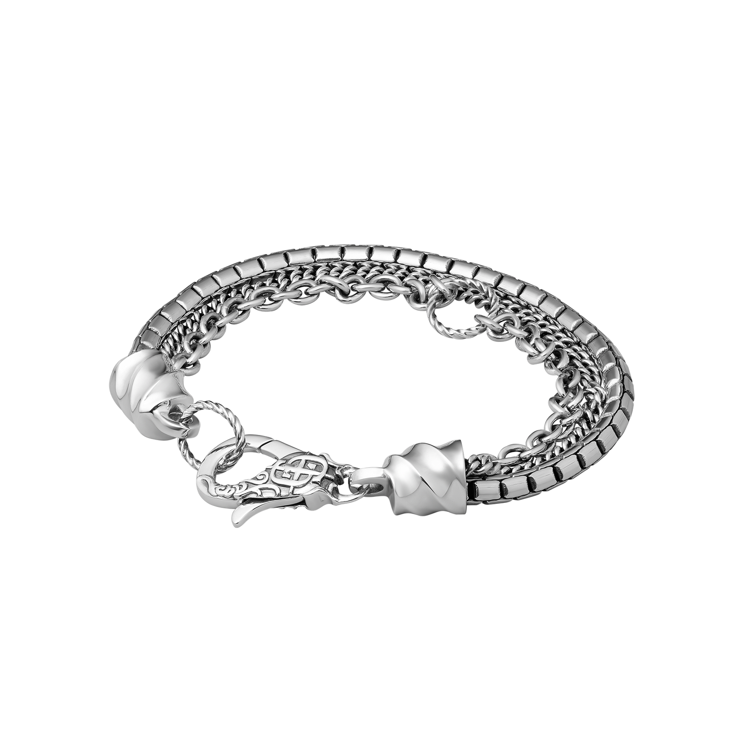 Vanguard Sterling Silver Men's Chain Multi Bracelet