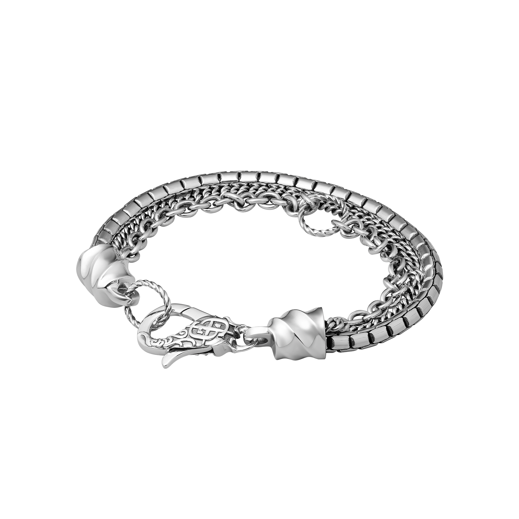 Vanguard Sterling Silver Men's Chain Multi Bracelet