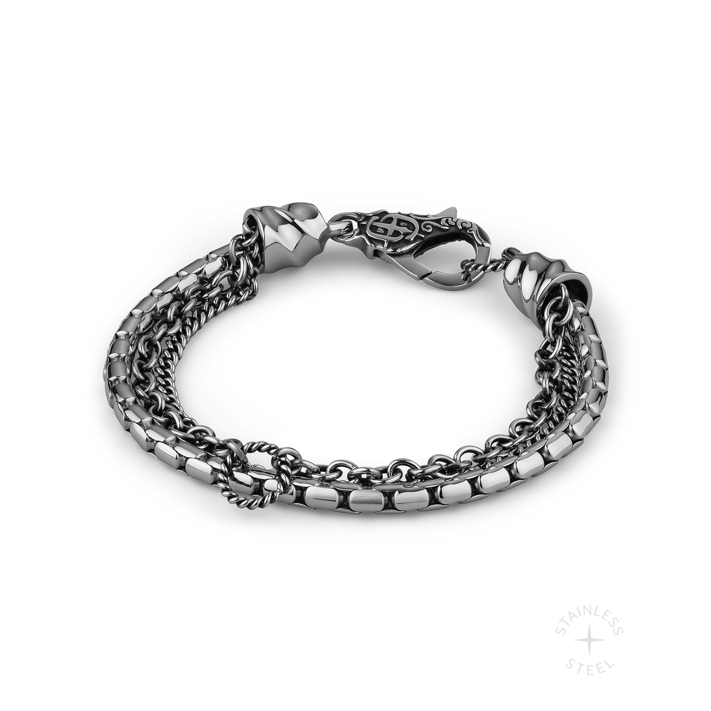 Vanguard stainless steel mixed chain bracelet