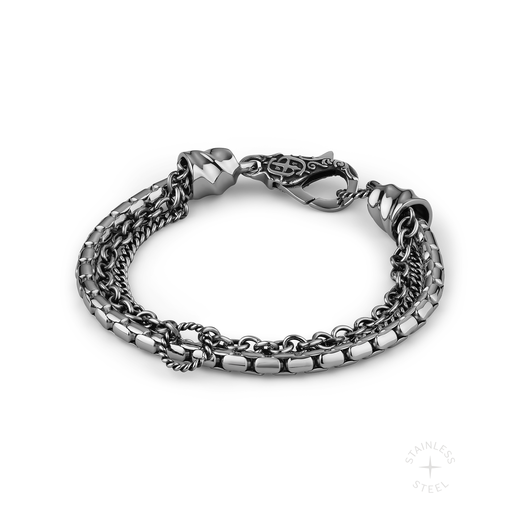 Vanguard stainless steel mixed chain bracelet