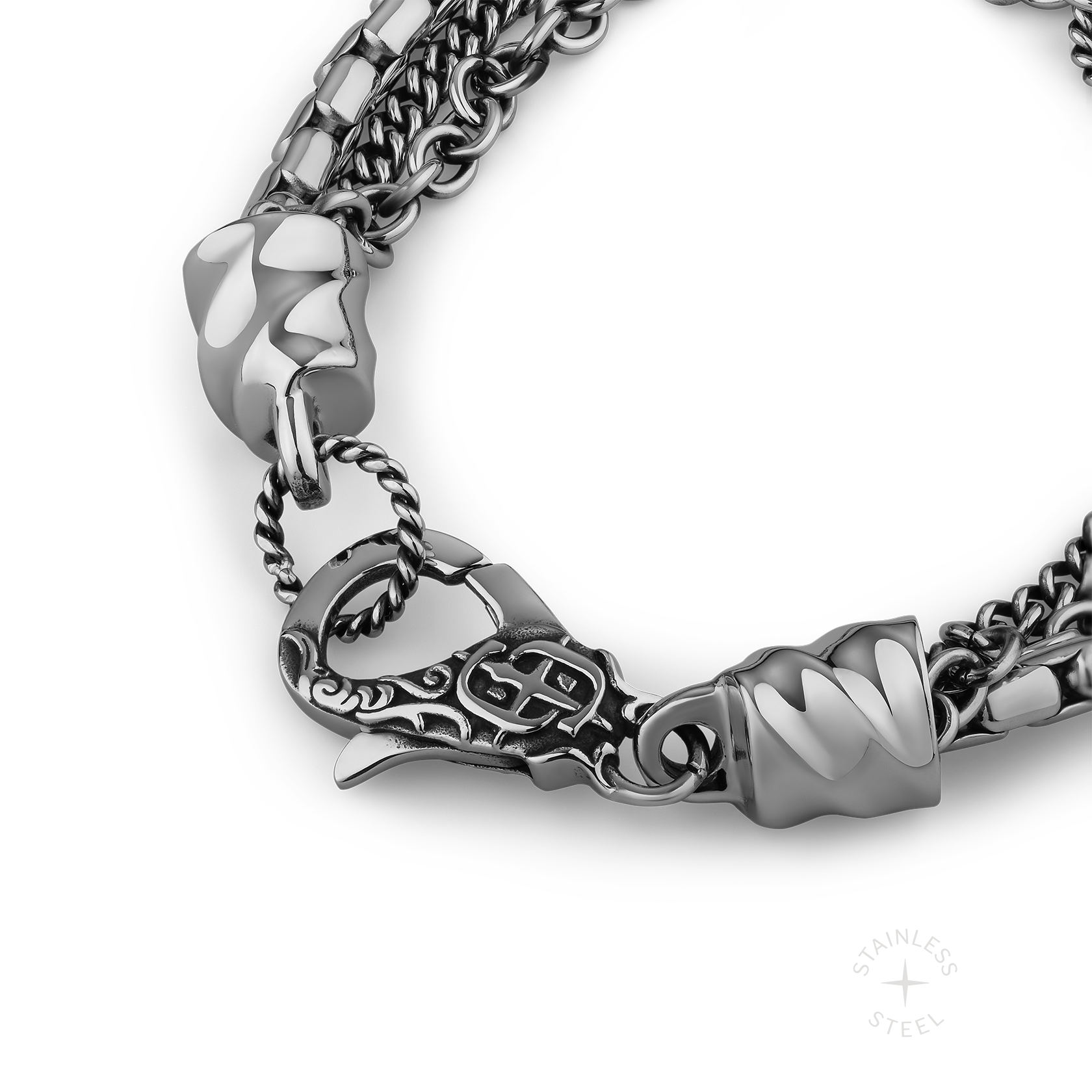 Vanguard stainless steel mixed chain bracelet