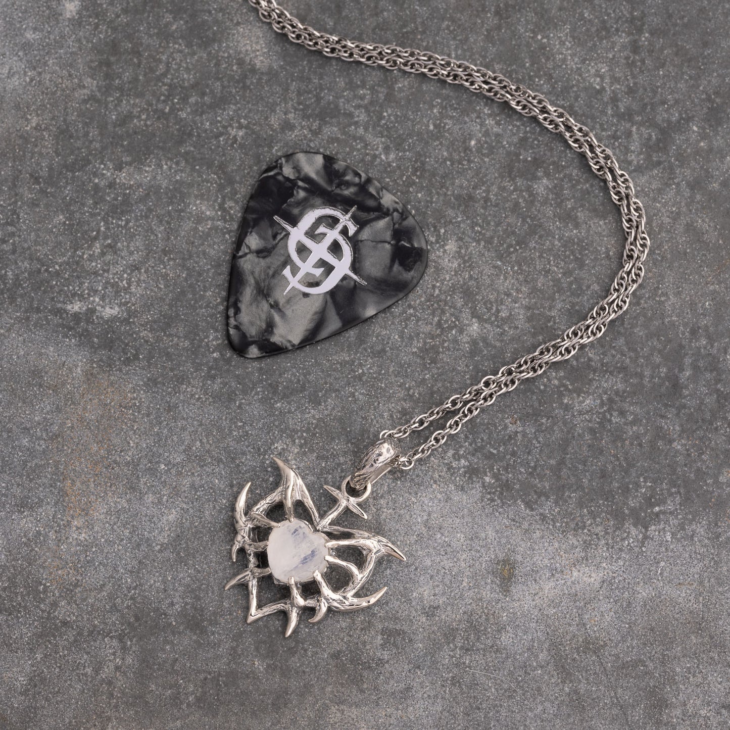 Venus Crowned Sterling Silver and Moonstone heart thorn pendant necklace for women