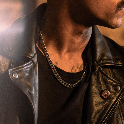 Wasteland stainless steel textured cuban chain necklace for men