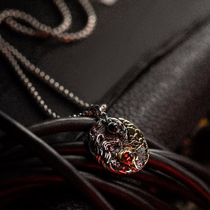 Weather the Storm Stainless Steel Red Garnet Blue Pietersite Gold Pendant Necklace for Men