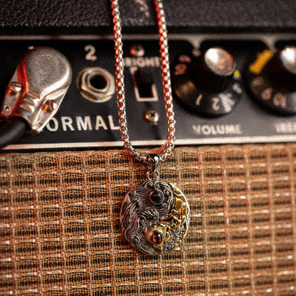 Weather the Storm Stainless Steel Red Garnet Blue Pietersite Gold Pendant Necklace for Men