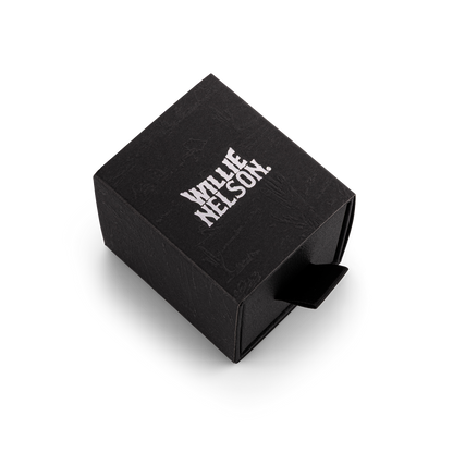 Stardust x Willie Nelson Sterling Silver with black onyx and sterling silver star and engraved wings signet statement stone ring for men box