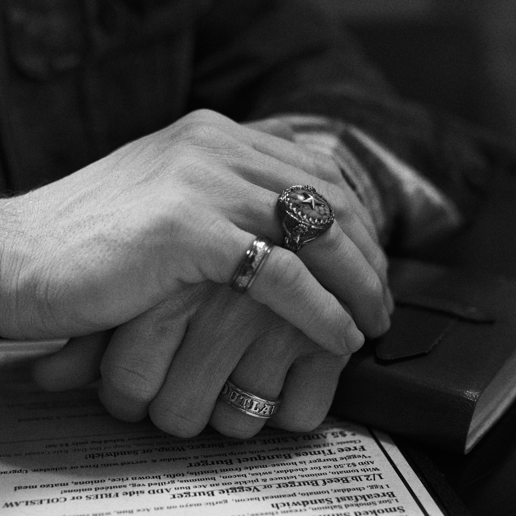 Stardust x Willie Nelson Sterling Silver with turquoise and sterling silver star and engraved wings signet statement stone ring for men