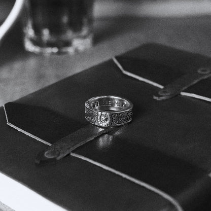 Outlaw x Willie Nelson Sterling Silver engraved band ring for men
