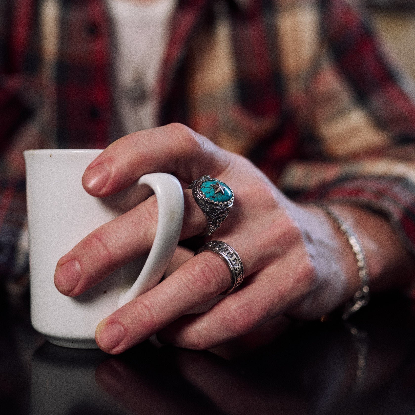 Outlaw x Willie Nelson Sterling Silver engraved band ring for men