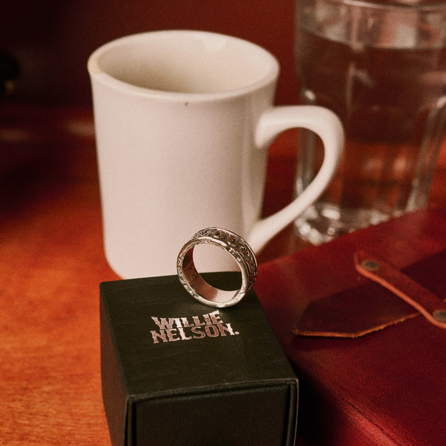 Outlaw x Willie Nelson Sterling Silver engraved band ring for men