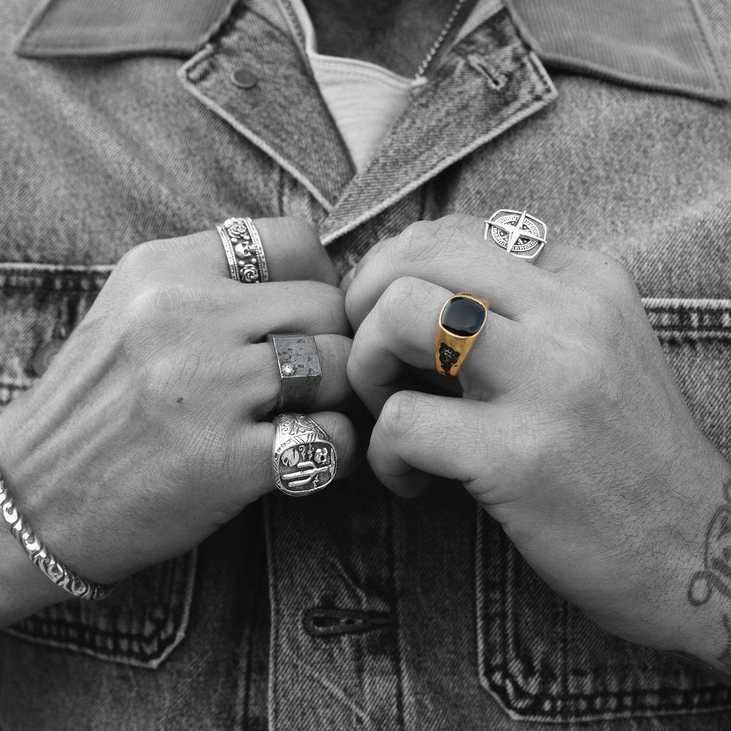 Rift x Black Onyx Handcrafted Sterling Silver Men s Biker Ring Clocks and Colours