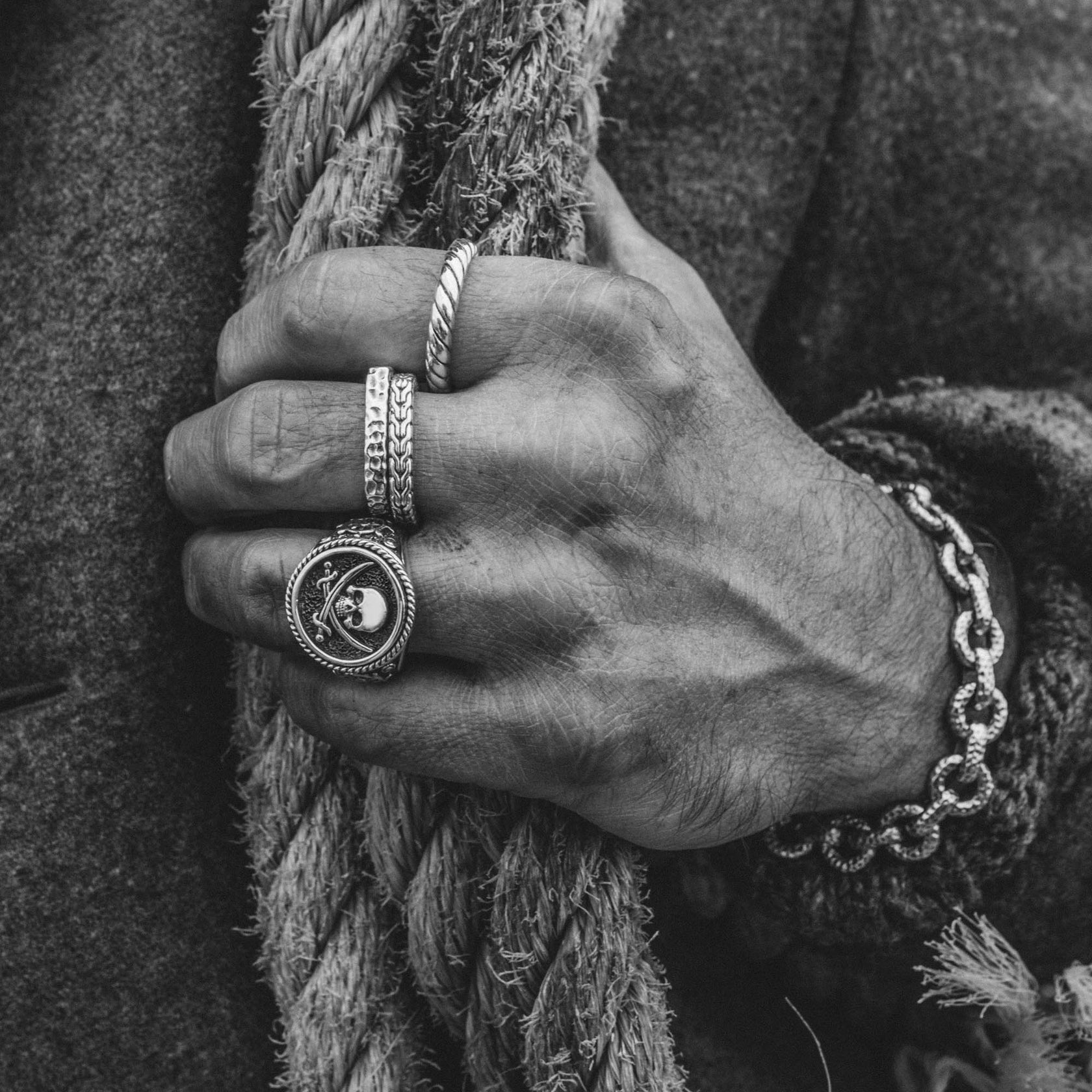 "Jolly Roger" Sterling Silver Men's Ring Clocks and Colours